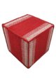 Red and White Color Cotton Pouf for Living Room - PF 001 (40x40x40cm)