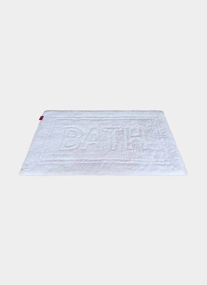 ⁦Handmade White Color Bathmat - BM 021 (50x80 cm)⁩ - الصورة ⁦3⁩