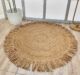 Artisanal natural braided jute rug BR 015 - handmade with fringes