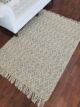 Natural white color woven rug with fringes SRN 007 (170x240cm) by Ramsha Home