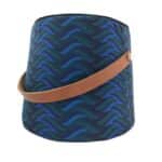 Blue Color Guest Room Modern Pouf with Leather Handle - PF 037 (30x35x35cm)