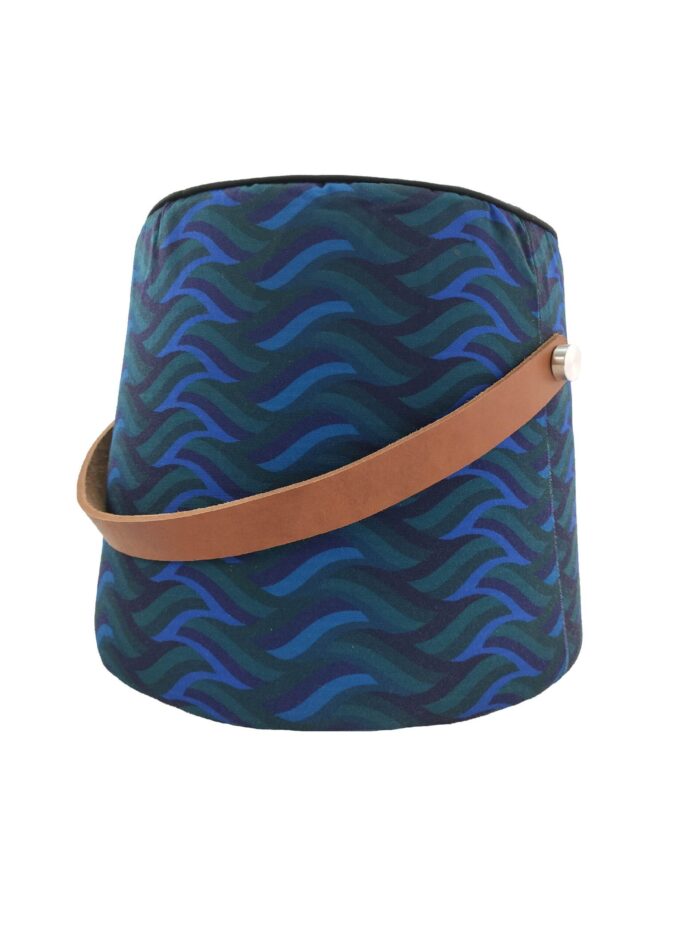 Blue Color Guest Room Modern Pouf with Leather Handle - PF 037 (30x35x35cm) - Image 1