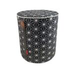 Black and White Color Decorative Polyester Velvet Pouf - PF 027 (40x40x40cm)
