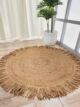 Handmade natural braided jute floor round rug with fringes BR 015 (90cm) by Ramsha Home