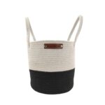 White and Black Handmade Cotton Basket with Handle for Kids Toy Storage - BS 006 (25x25cm)