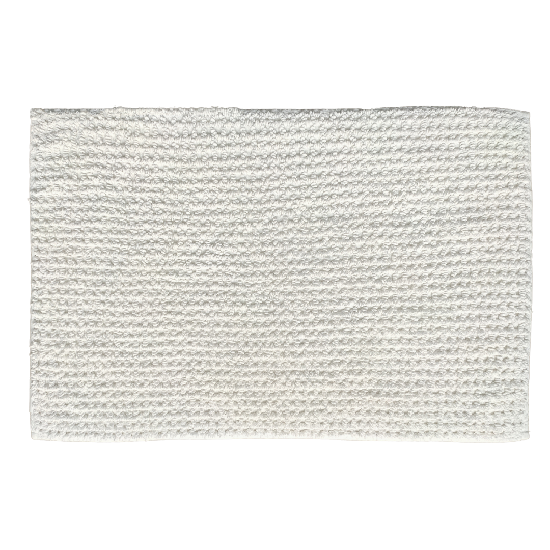 5.png Bleach White Non-Slip Fluffy Soft Cotton Bathmat - BT 005 (60x90cm) - الصورة 1