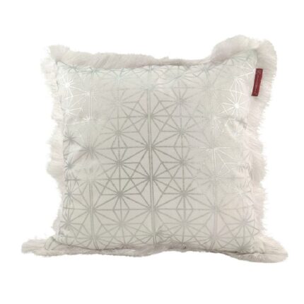 White & Silver Color Polyester Cushion with Filler for Home Decor, Window Seat - CS 125 (45x45cm)