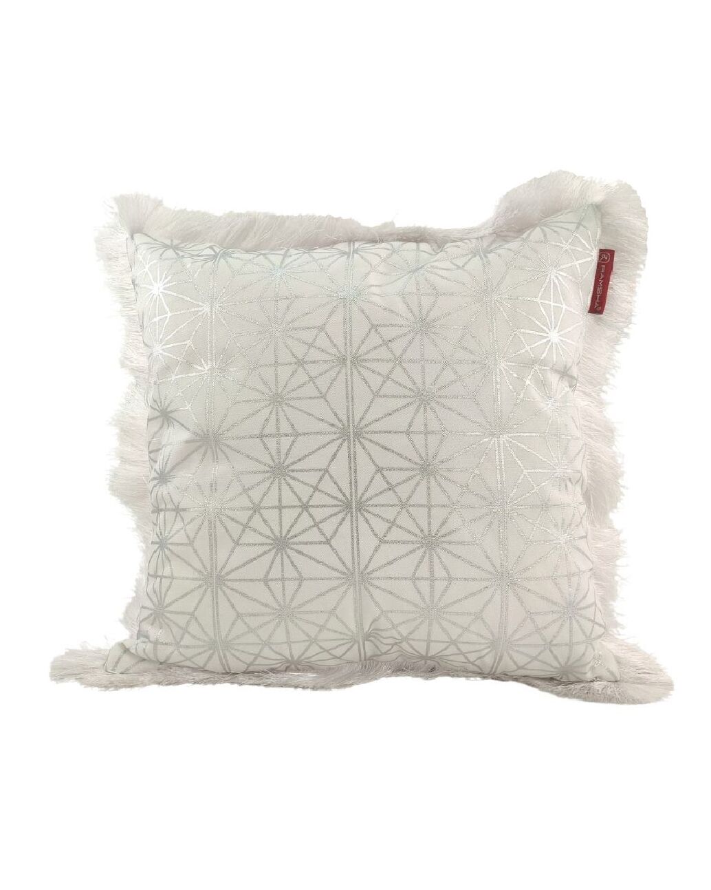 zahid 3 White & Silver Color Polyester Cushion with Filler for Home Decor, Window Seat - CS 125 (45x45cm) - الصورة 1