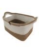 Natural and White Handmade Jute and Cotton Basket with Handle for Kids Toy Storage - BS 005 (30x20x20cm) - Image 3