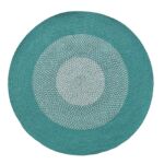 Braided Beauty: Turquoise and White Round Rugs for Cozy Living Rooms by Ramsha Home