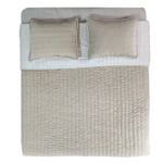 Beautiful Beige & White Polyester Bed Spread - BDS 03 (250x250cm)
