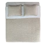 Beautiful Beige & White Polyester Bed Spread - BDS 03 (250x250cm)