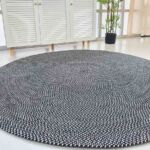 Luxurious Handmade Black & White Color Cotton Round Rug - BR 007 (90cm)