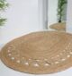 Top View Handwoven Braided Jute Floor Rug - Oval Shape, Natural Fiber by Ramsha Home