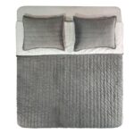 Beautiful Grey & White Polyester Bed Spread - BDS 04 (250x250cm)