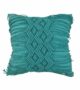 Turquoise Cotton Macrame Cushion with Fringes for Couch, Window Seat - CS 037 (60x60cm)
