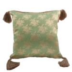 Light Green Polyester Cushion Cover with Tassels for Bed, Couch, and Sofa - CS 042 (40x40cm)