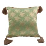 Light Green Polyester Cushion Cover with Tassels for Bed, Couch, and Sofa - CS 042 (40x40cm)