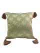 Light Green Polyester Cushion Cover with Tassels for Bed, Couch, and Sofa - CS 042 (40x40cm)