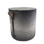 Black and White Color Polyester Velvet Pouf for Drawing Room - PF 026 (40x40x40cm)