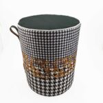 Black and White Home Decor Polyester Velvet Pouf - PF 025 (40x40x50cm)