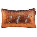 Orange & Silver Color Polyester Cushion with Filler for Sofa, Bed, Living Room - CS 086 (30x50cm)