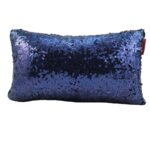 Dark Blue Shiny & Sparkling Polyester Cushion Cover with Filler for Floor, Bed, and Couch - CS 078 (30x50cm)