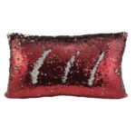Red & Silver Color Polyester Cushion with Filler for Sofa, Bed, Living Room - CS 085 (30x50cm)