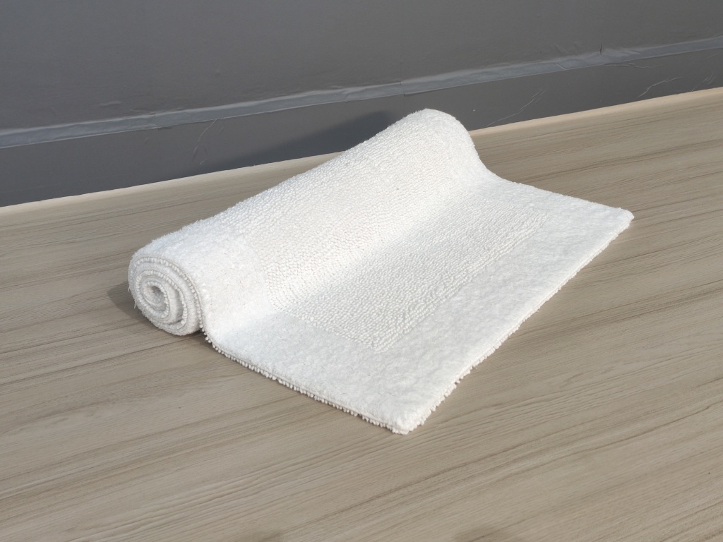IMG_20220113_155217.jpg Bleach White Non-Slip Fluffy Soft Cotton Bathmat - BT 003 (60x90cm) - الصورة 2