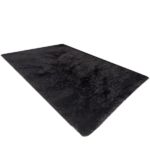 Black Glitter Polyester, Micron & Cotton Bedroom Decor Shaggy Rug - MPV 07 (170x240cm)