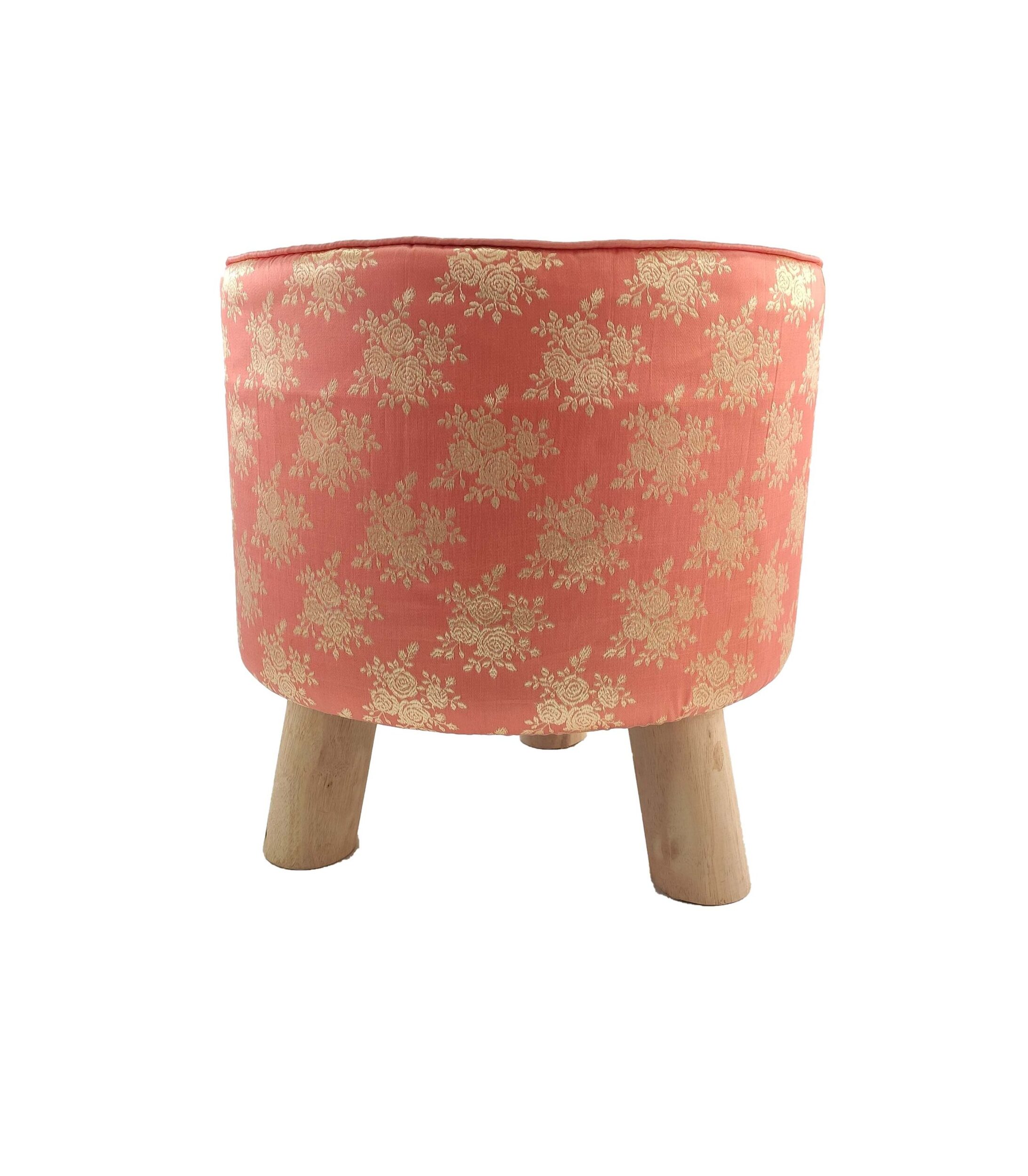 IMG_20220124_115430-scaled-1.jpg Pink & Gold Color Floor Pouf for Living Room - PF 021 (40x40x40cm) - الصورة 2