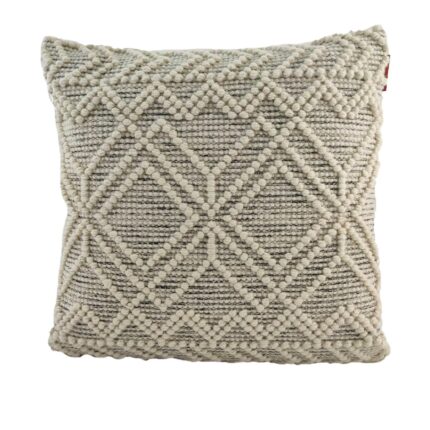Natural & Black Color Handmade Cotton and Wool Woven Cushion - CS 051 (60x60cm)