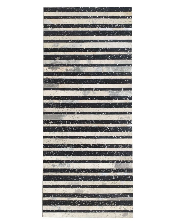 Entryway leather and wool rug LR-009 grey color 60X180cm. Ramsha Home 1