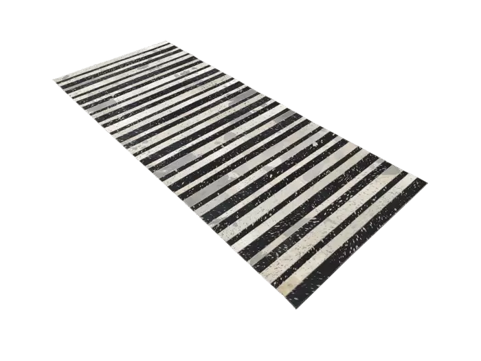 Entryway leather and wool rug LR-009 grey color 60X180cm. Ramsha Home 3