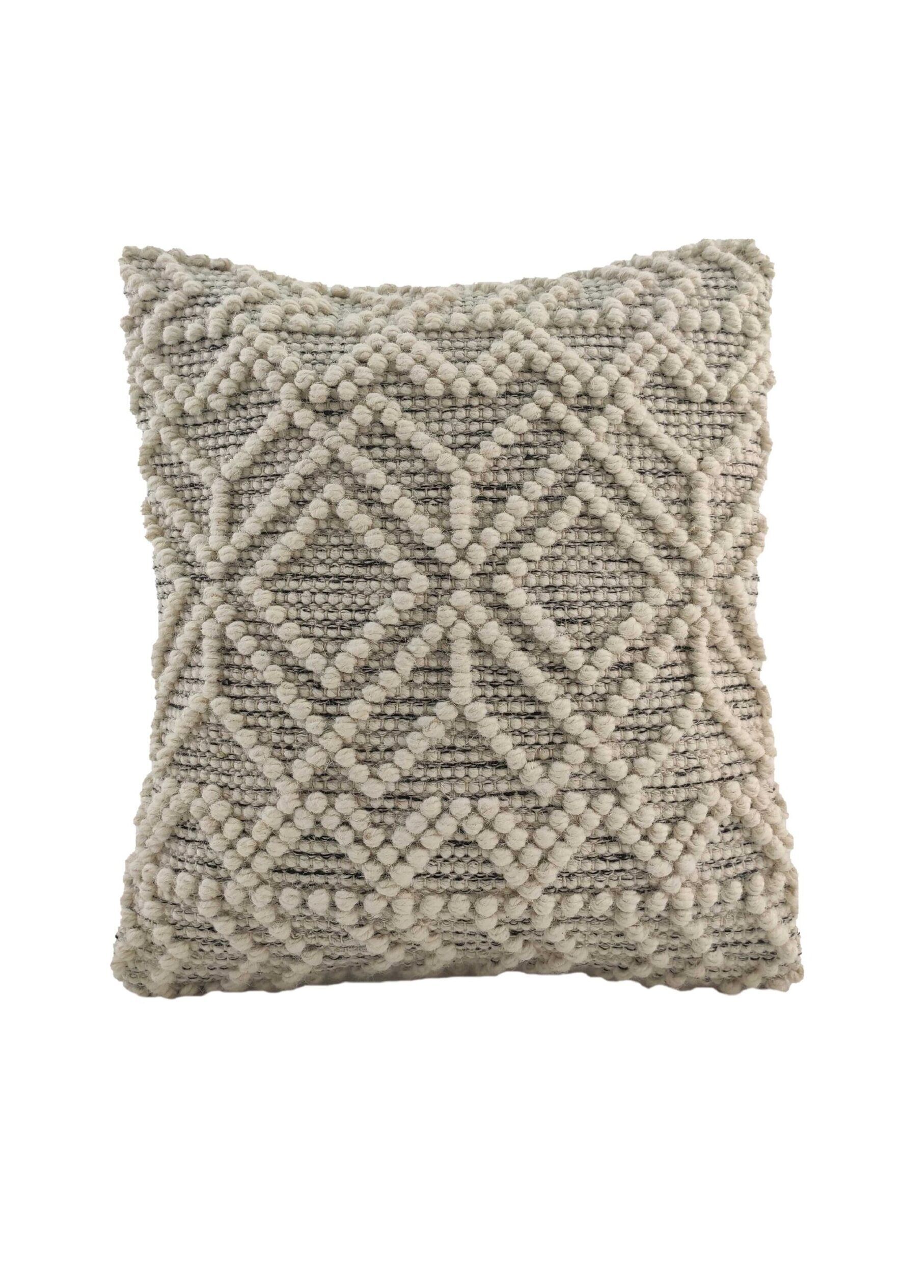 IMG_20220203_161604-scaled-1-1771x2500-1.jpg Natural & Black Handmade Cotton and Wool Cushion with Filler - CS 051 (45x45cm) - الصورة 1