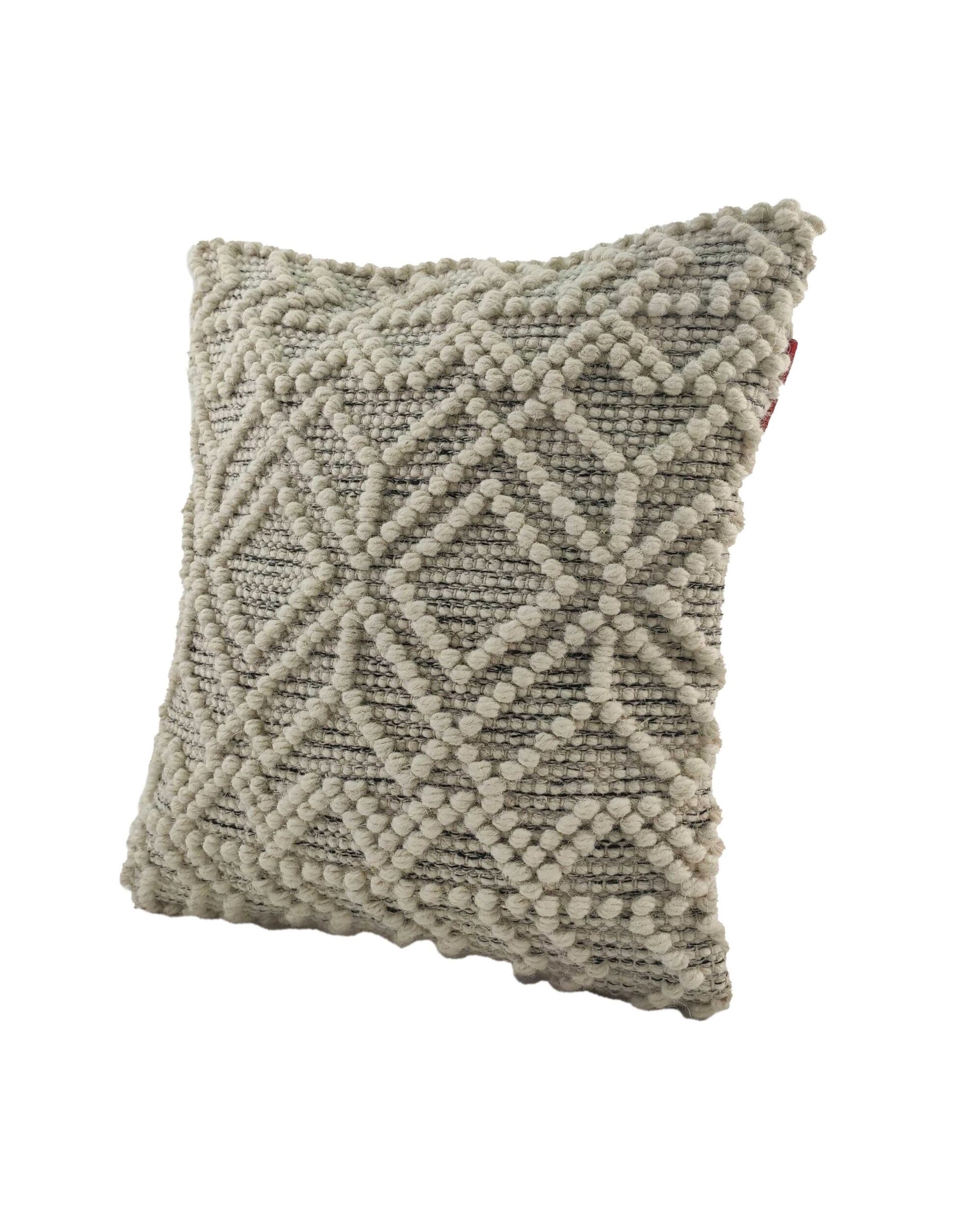 IMG_20220203_161622-scaled-1.jpg Natural & Black Handmade Cotton and Wool Cushion with Filler - CS 051 (45x45cm) - الصورة 2