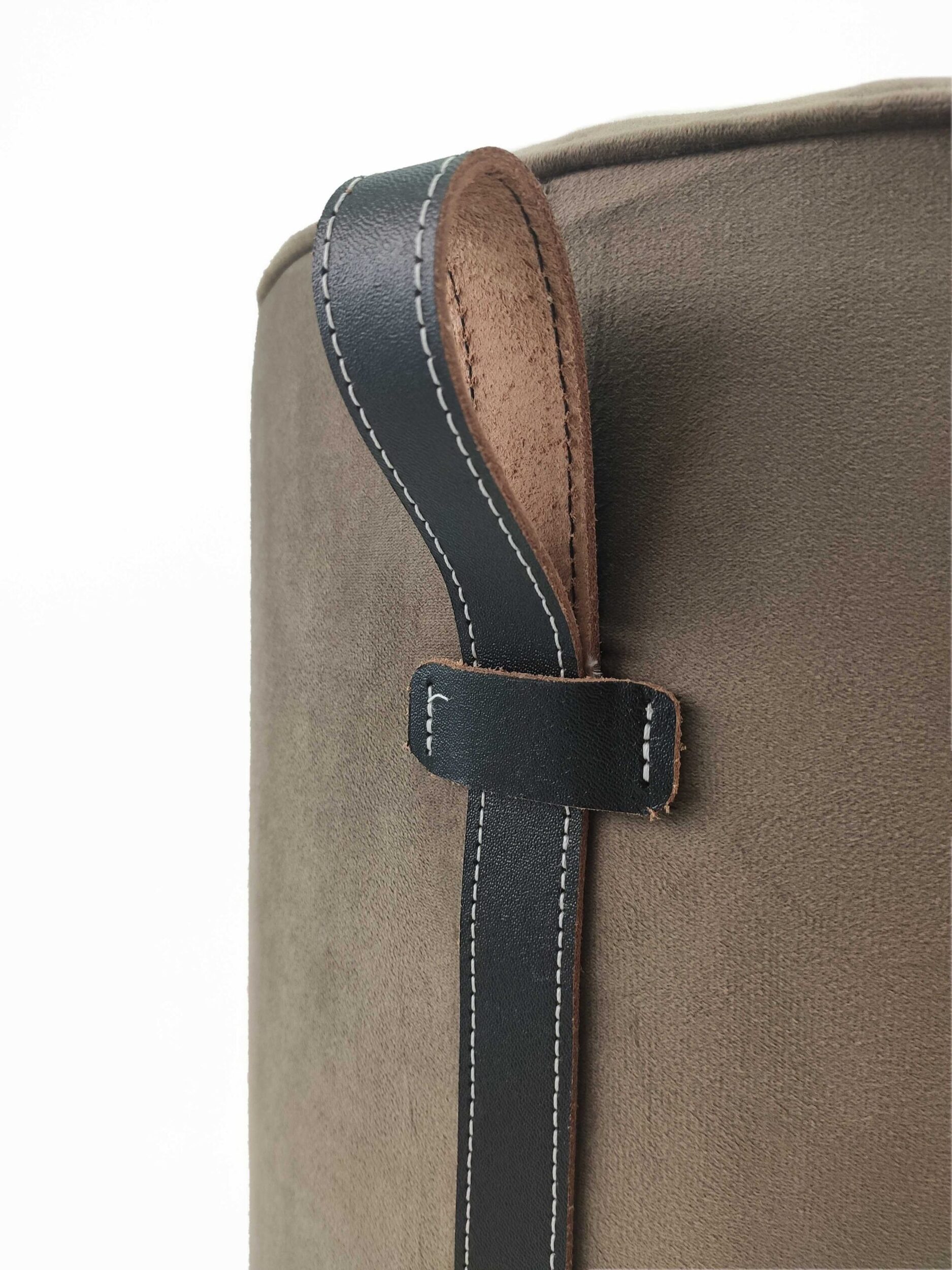 IMG_20220204_100525-scaled-3.jpg Brown Color Polyester Pouf with Leather Handle for Study Room - PF 024 (40x40x50cm) - الصورة 3