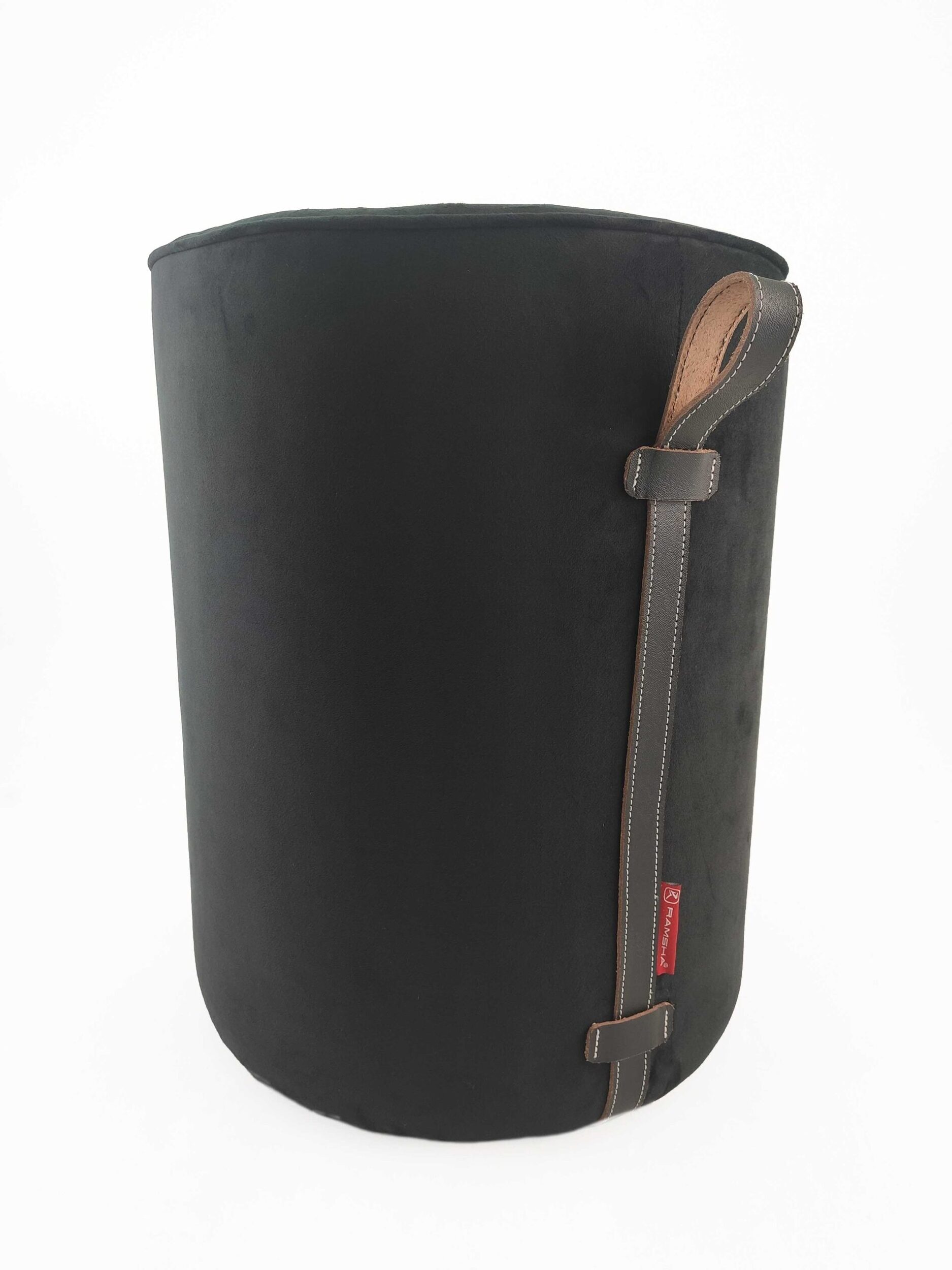 IMG_20220204_101208-scaled-1.jpg Black Color Polyester Pouf with Leather Handle for Study Room - PF 024 (40x40x50cm) - الصورة 2
