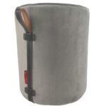 Grey Color Polyester Pouf with Leather Handle for Study Room - PF 024 (40x40x50cm)