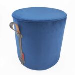 Dark Blue Color Living Room Pouf with Handle - PF 023 (40x40x40cm)