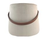 Cream Color  Comfort Polyester Pouf with Leather Handle - PF 022 (30x35x35cm)