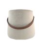 Cream Color  Comfort Polyester Pouf with Leather Handle - PF 022 (30x35x35cm)