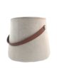 Cream Color  Comfort Polyester Pouf with Leather Handle - PF 022 (30x35x35cm) - Image 2