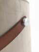 Cream Color  Comfort Polyester Pouf with Leather Handle - PF 022 (30x35x35cm) - Image 3