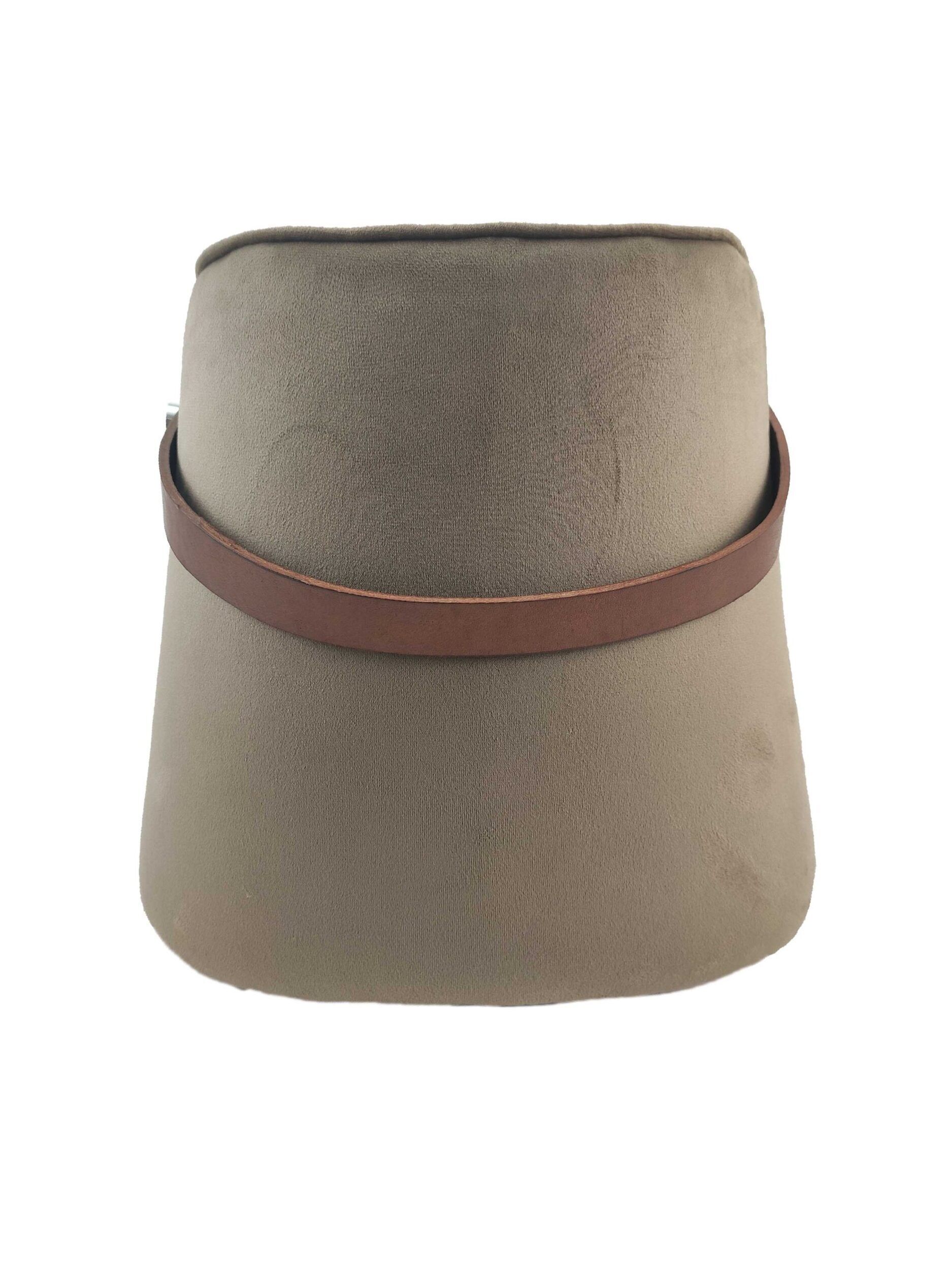 IMG_20220204_104103-scaled-2-1875x2500-1.jpg Brown Color Comfort Polyester Pouf with Leather Handle - PF 022 (30x35x35cm) - الصورة 1
