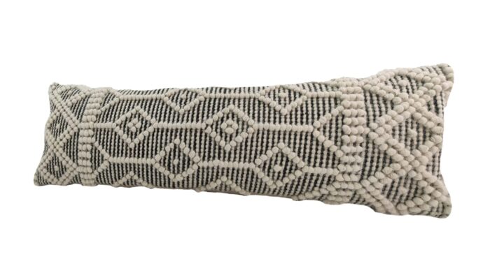 ⁦Natural & Black Handmade Cotton and Wool Woven Cushion Cover - CS 050 (30x90cm)⁩ - الصورة ⁦2⁩