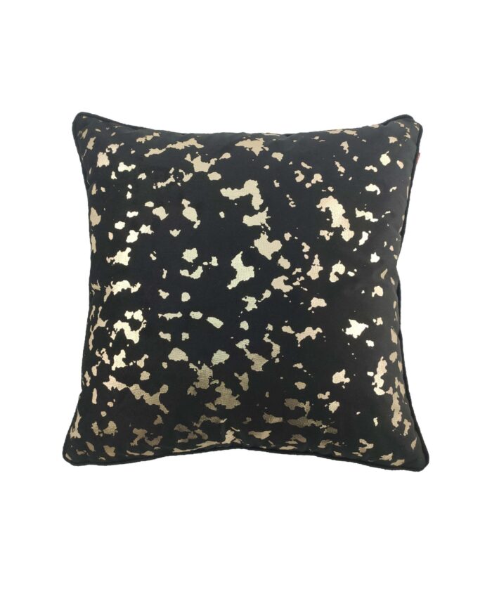 Black and Gold Velvet Cushion Cover for Sofa, Couch, and Bed - CS 127 (45x45cm) - Image 1