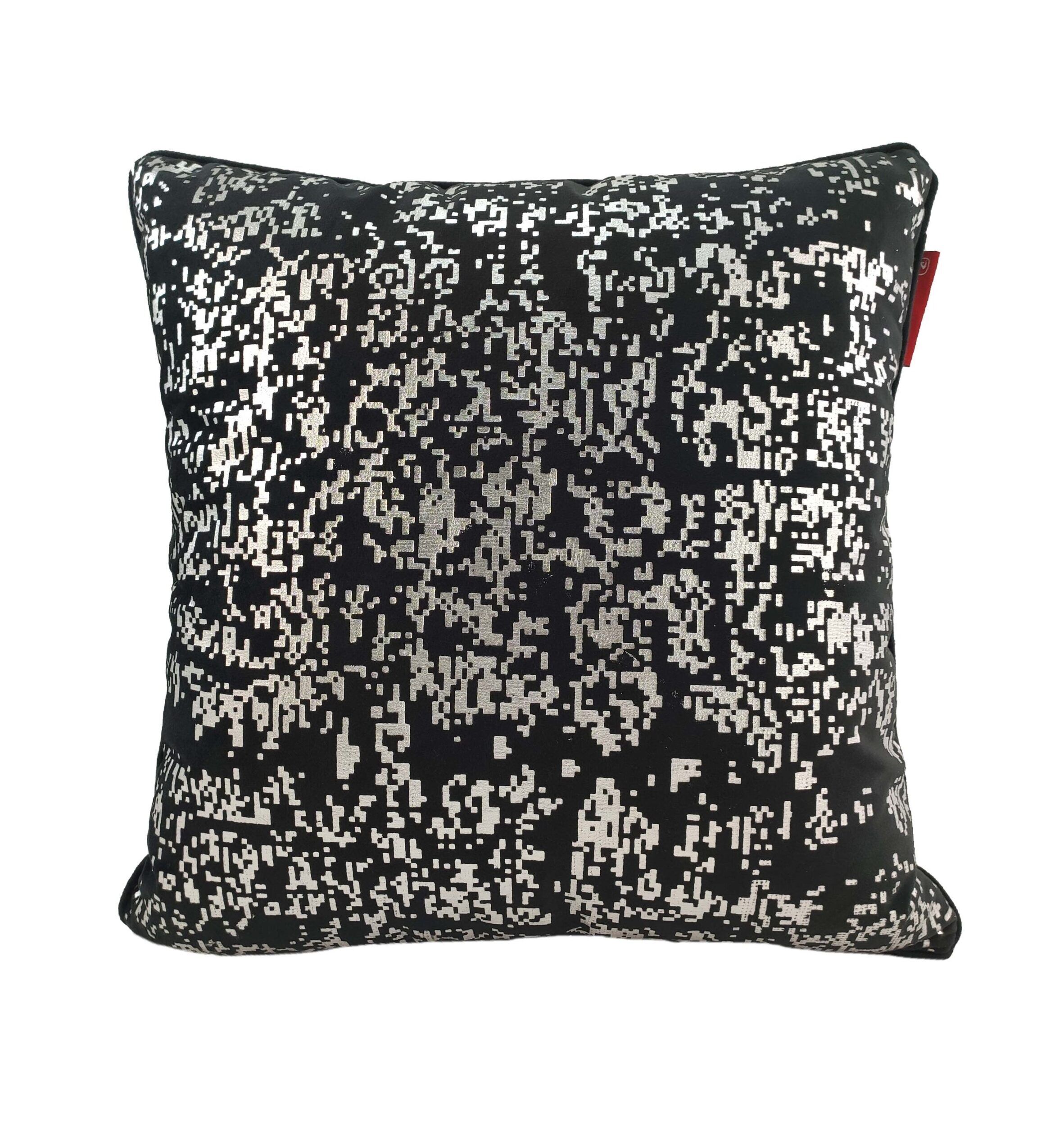 IMG_20220316_143120-scaled-1-2363x2500-1.jpg Black and Silver Velvet Cushion Cover for Floor Cushion and Bedroom - CS 128 (45x45cm) - Image 1