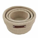 Natural and White Modern Cotton Basket Set for Home Decor - BS 013 (27x22x16cm)