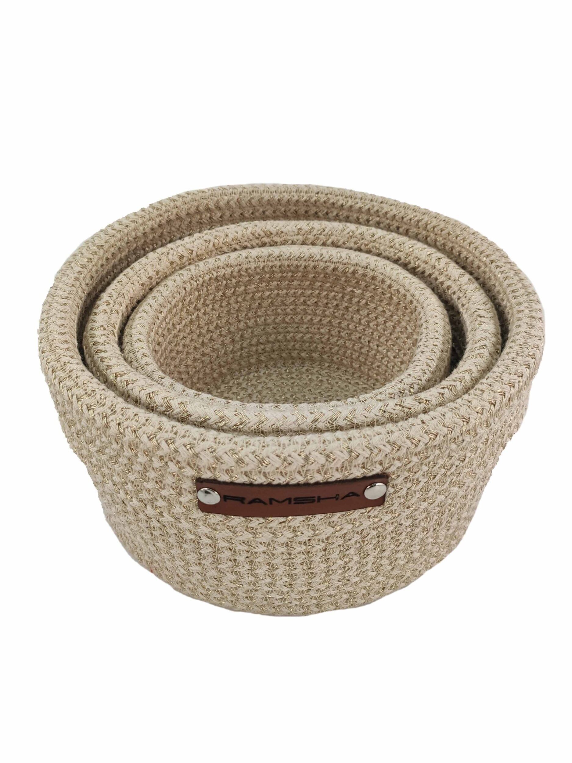 IMG_20220316_154221-scaled-1-1875x2500-1.jpg Natural and White Modern Cotton Basket Set for Home Decor - BS 013 (27x22x16cm) - الصورة 1